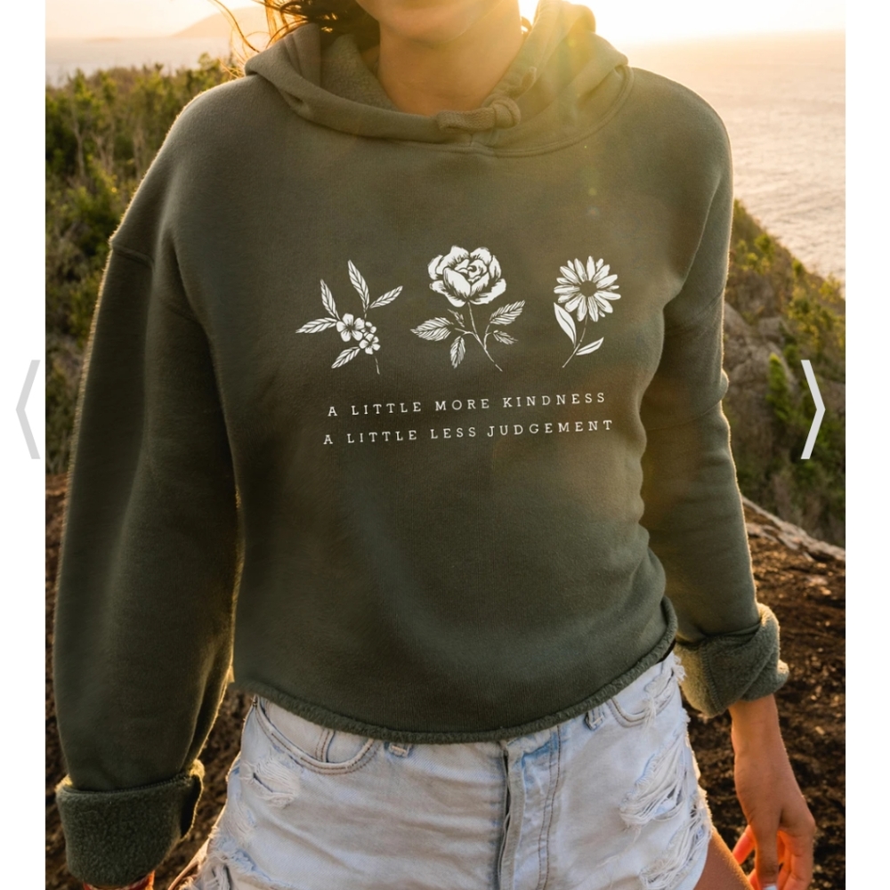 A LITTLE MORE KINDNESS ATHLETIC CROP HOODIE